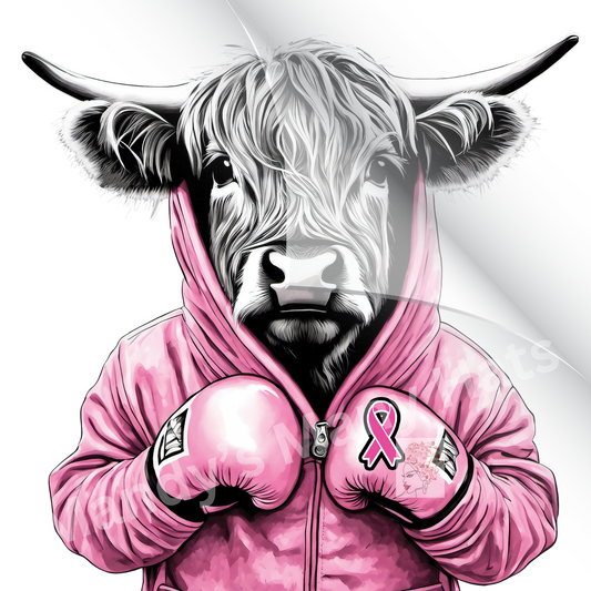 Fighting Cow Breast Cancer Awareness DTF Transfer